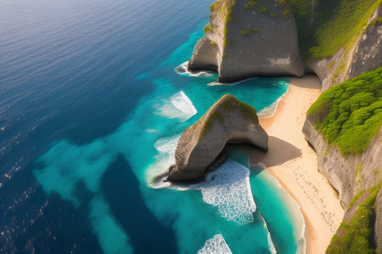 努萨佩尼达岛壮观海岸线鸟瞰图