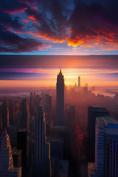 都市紫蓝色日落摄影风景