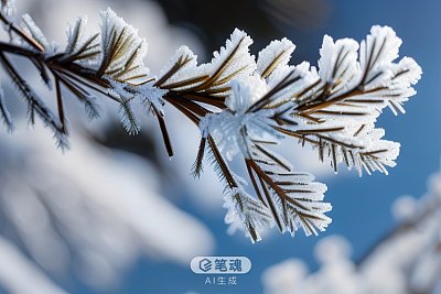 松枝霜晶美景