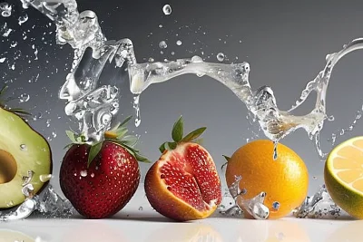 水果飞溅白色背景