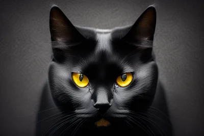 顽皮黑猫黄色眼睛万圣节肖像