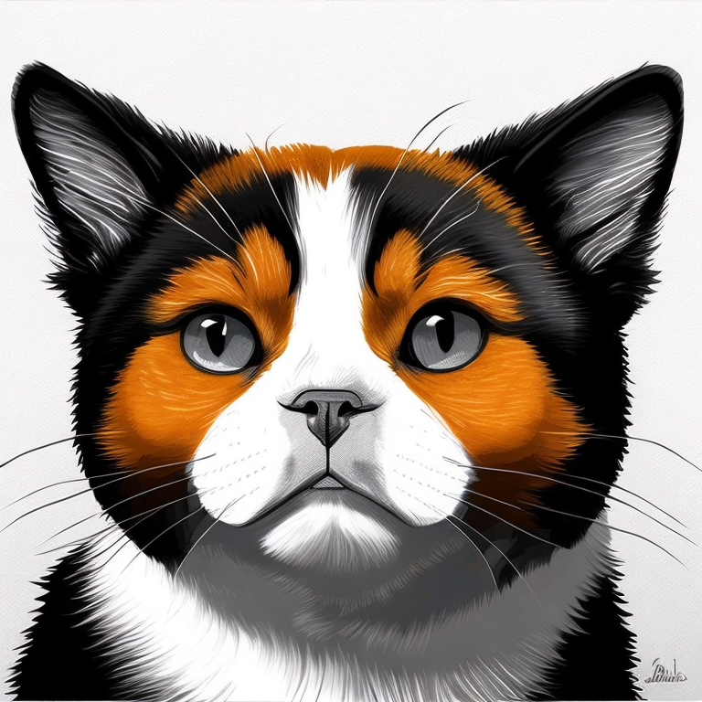 橙色英国短毛猫与边境牧羊犬艺术插画