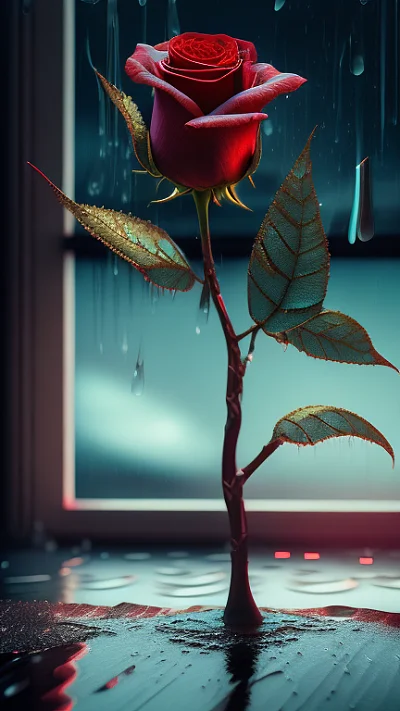哥特式华丽玫瑰雨景