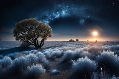 草原星夜月光摄影