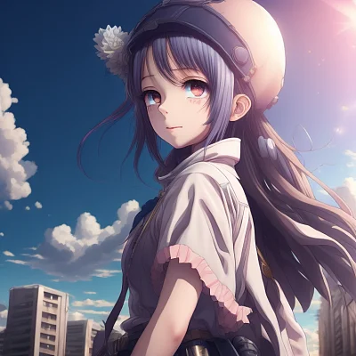 动漫女孩都市晴空写真 
