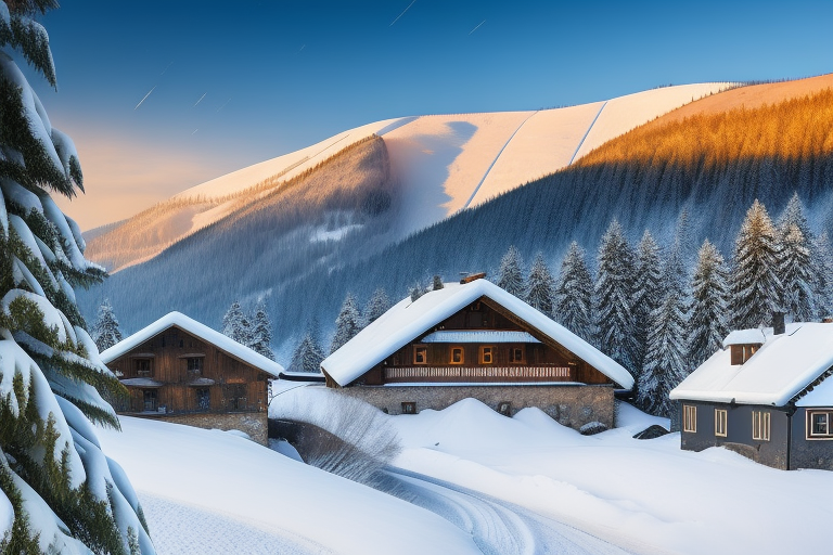 喀尔巴阡山村冬季雪景