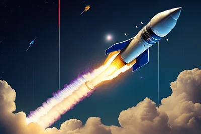 火箭发射外太空代码喷涌照片