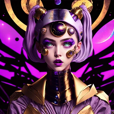 赛博朋克未来主义风格美少女战士艺术