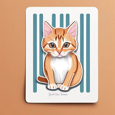 橙色条纹虎斑猫卡通贴纸