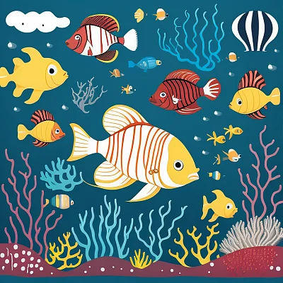 海底创意色彩剪贴画矢量