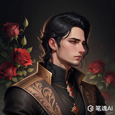 忧郁气质的年轻王子插画头像