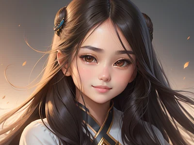 写实风格长发美少女肖像