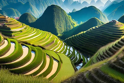 龙脊梯田无人机航拍全景