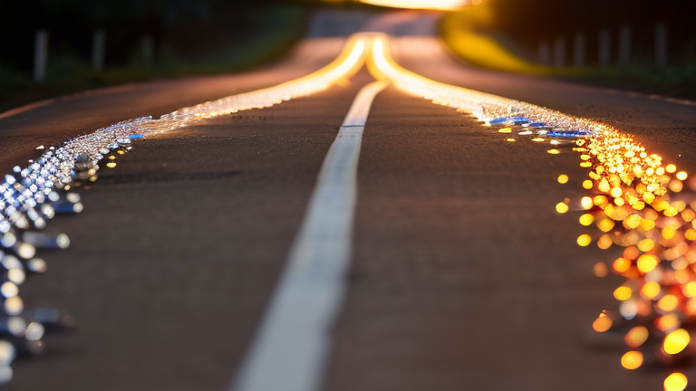 模糊背景下的清晰道路与光源