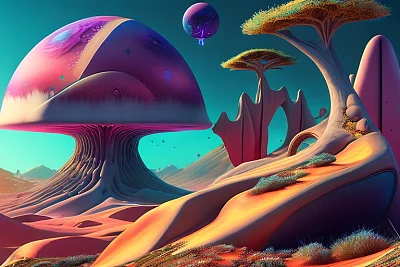 超现实奇幻风景3D艺术渲染