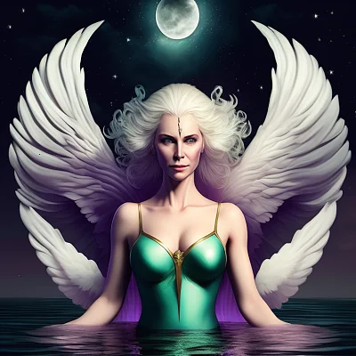 邪恶精灵女性角色夜晚飞翔