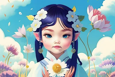 立春童话风格小女孩插画