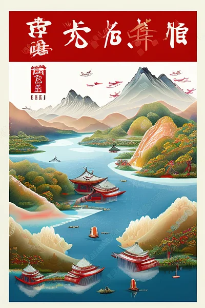 绚丽中国风景古建筑透视图