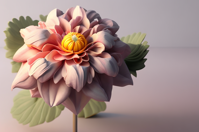 粉彩风格3D大丽花艺术作品