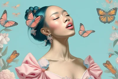 浅色粉彩洛可可风格女性歌唱艺术