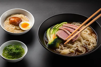亚洲风味拉面美食