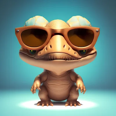 可爱微笑小恐龙3D渲染艺术