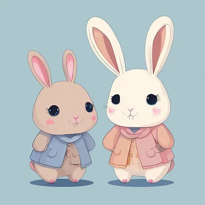 卡通风格彩色兔子艺术插图