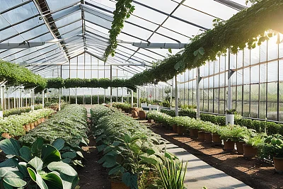 温室盆栽植物宁静风景摄影