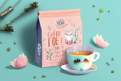 多彩猫咪茶包设计