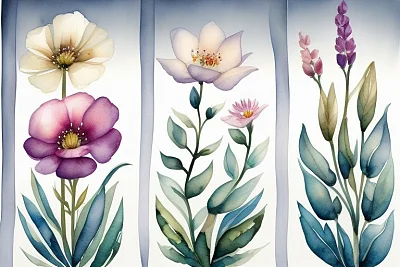 水彩手绘野花数码插画设计