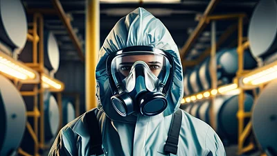 化工厂工人防护服防毒面具测试化学品