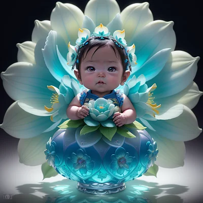 绿松石蓝色宝宝甜美笑容摄影