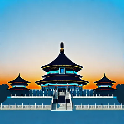 北京标志建筑浅蓝透明背景