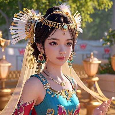 华丽头饰精致辫子女装艺术背景
