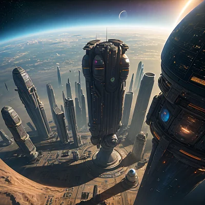 太空科幻大都市全景