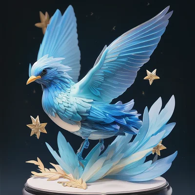 蓝色树脂小鸟摆件
