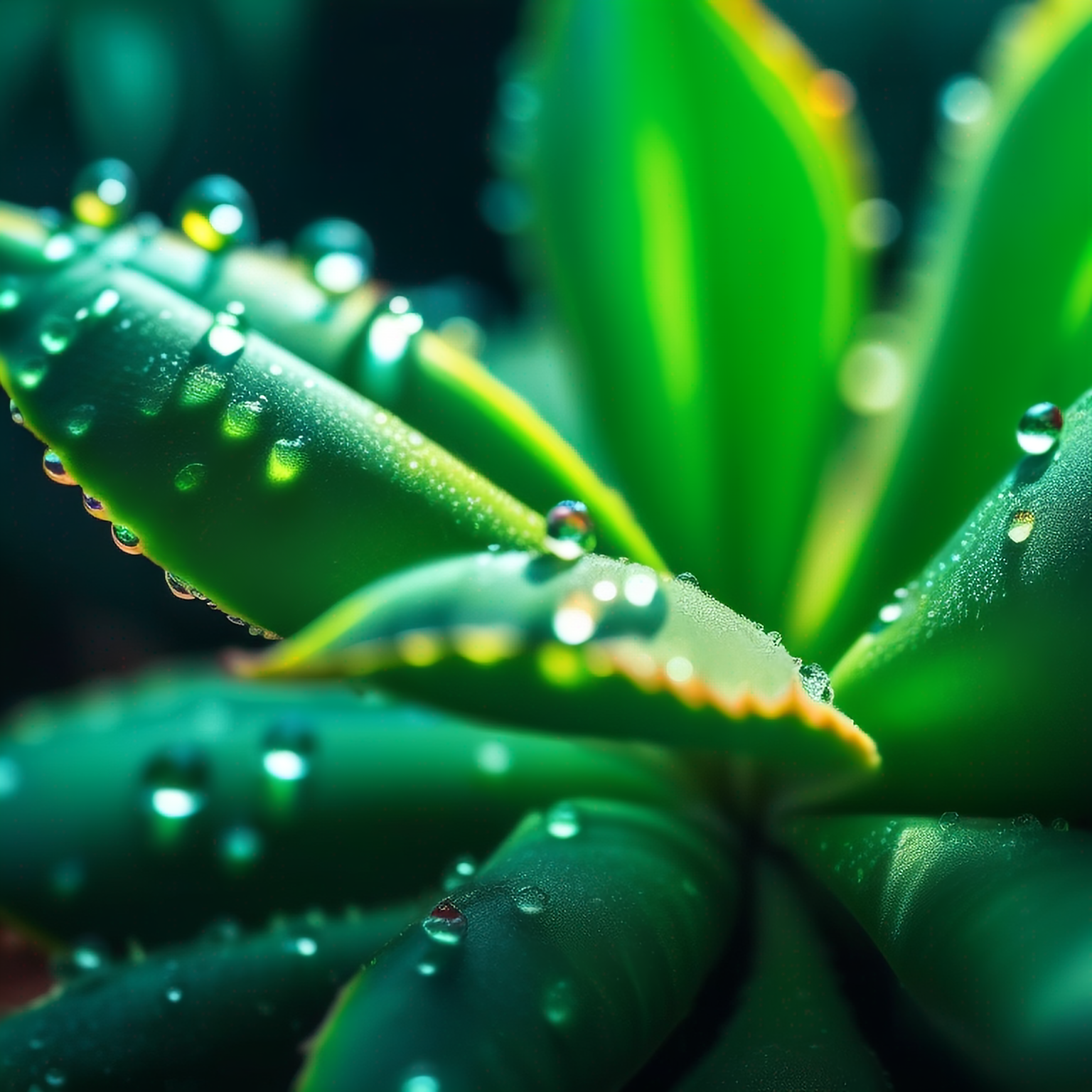 浪漫风格绿色植物水滴风景