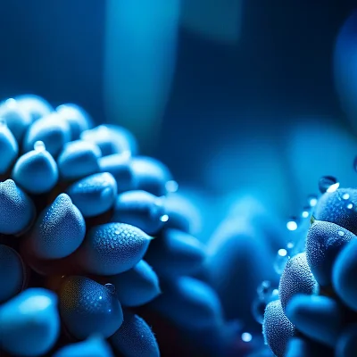 蓝雾厚叶植物水滴阳光浪漫风景