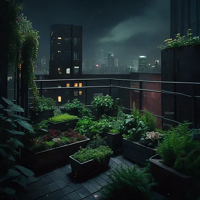 反乌托邦城市屋顶微型花园