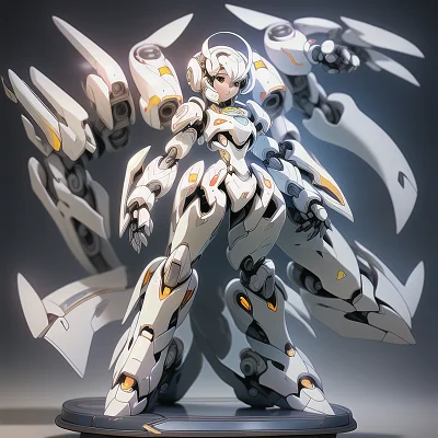 纯白色机甲女孩3D盲盒
