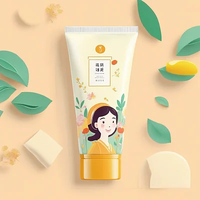 可爱卡通护手霜瓶子包装设计