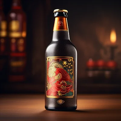 中国传统图案精酿啤酒标签设计