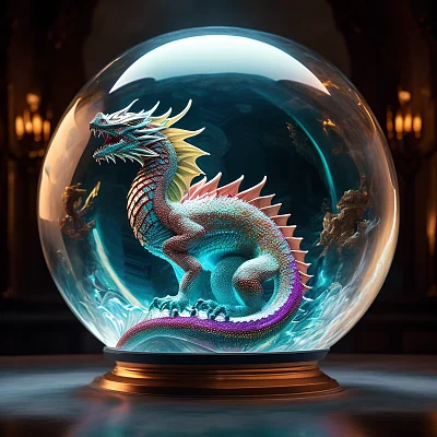 白龙困于水晶球中的神秘画面