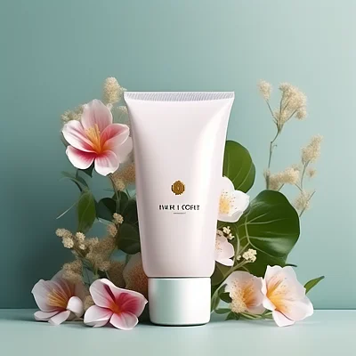 鲜花点缀护肤品简约海报