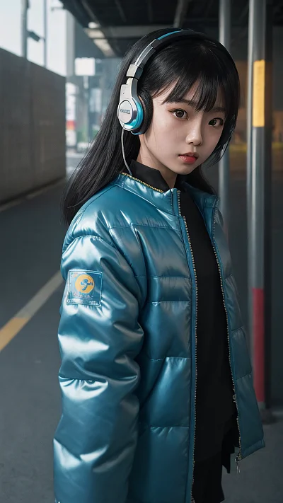 赛博朋克风格亚洲女孩头像