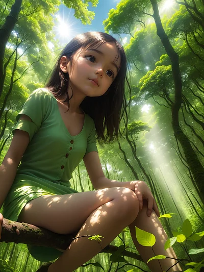 森林少女水彩画风格