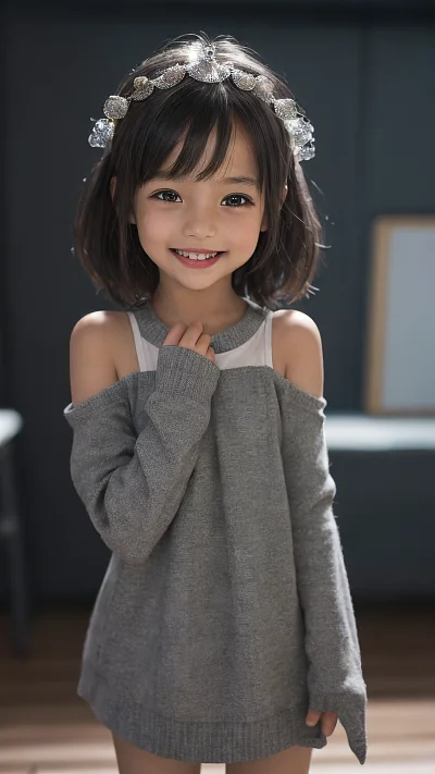 6岁女孩微笑真实感摄影