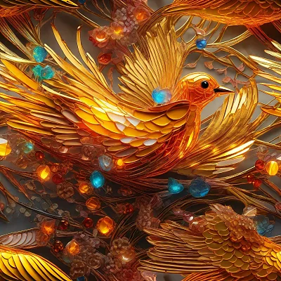 彩色LED鸟类细致风格插图
