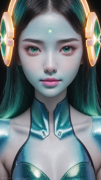 中国美少女机器人脸部特写