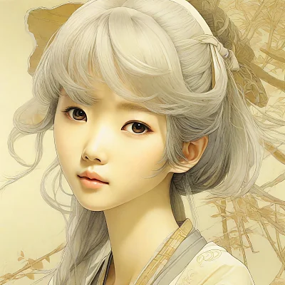 宫崎骏风格20岁少女插画